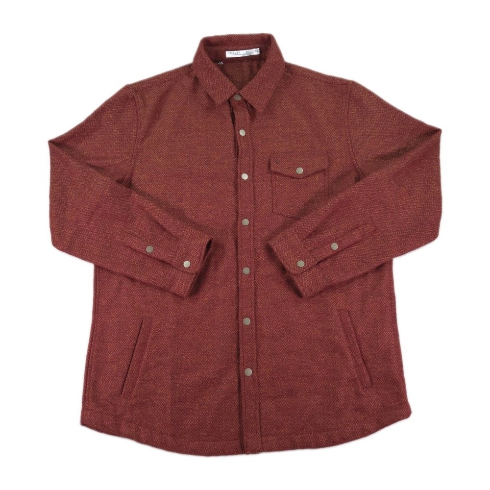 Criquet Wool Shirt Jacket Mens 2XL XXL Herringbone Snap Front Shacket LS Red